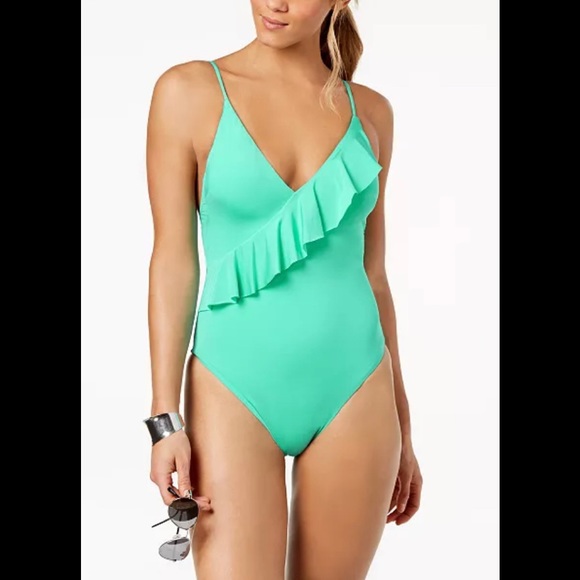 Trina Turk Ruffled High-Leg Cheeky One-Piece SZ 4 - Picture 1 of 7